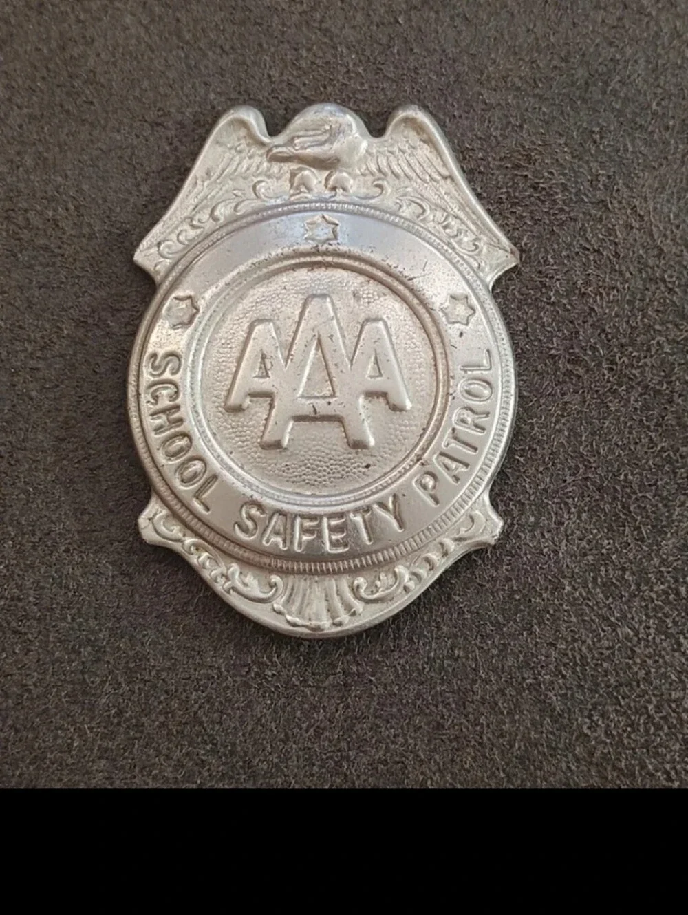 1950s/60s AAA School Safety Patrol Patrolman Shield Badge Pin.